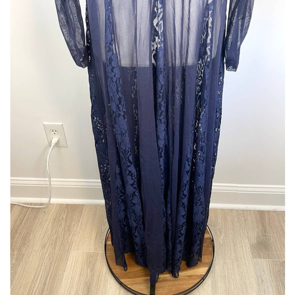 We Are HAH Mama C Sheer Lace Slip Maxi Dress In Navy Size Medium New - Picture 11 of 15